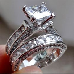 Princess Cut Bridal Wedding Ring Jewelry Sizes 5 / 6 / 7 / 8 / 9 /10/11/12 *See My Other 800 Item*