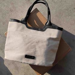 Like New Rachel Zoe Cream Canvas/Linen Tote Shoulder Bag