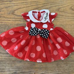 Disney Baby Minnie Mouse Red Polkadot Layers Ruffle Princess Dress Size 9-12 Months