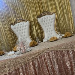 Royal Throne Chairs White & Gold 