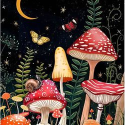 Diamond Painting Kits Mushroom for Adults,Round Full Drill Diamond Painting Mushroom,Diamond Art Kits Mushroom Gem Art Suitable for Home Wall Decor Gi