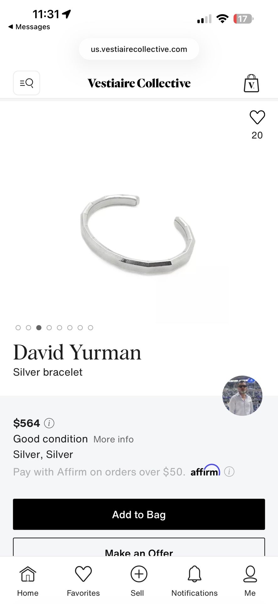 David Yurman 925 Cuff Bracelet