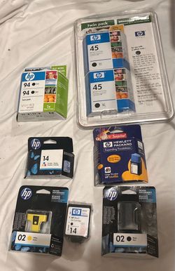 Genuine HP ink cartridges, new OEM, multiple models, sealed.
