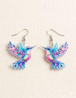 Colorful Hummingbird Dangle Earrings