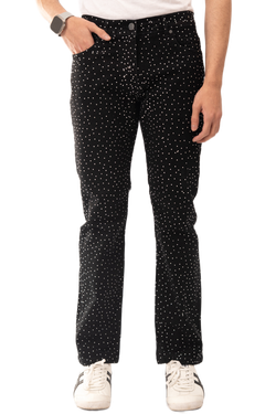 Men's Rhinestone Studded Jeans – Jet Black – Sizes 28-38