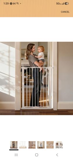 43 Inch Tall Baby Gate Dog Gate 29.7-45.2 Auto Close Pet Gate White