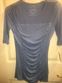 INC International Concepts NWT This is a nice blue top. Rouching and a mesh top and sleeves. Size small