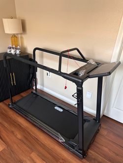 Walking Treadmill with Long Handrails, Smooth Start & 0% Incline Home Use
