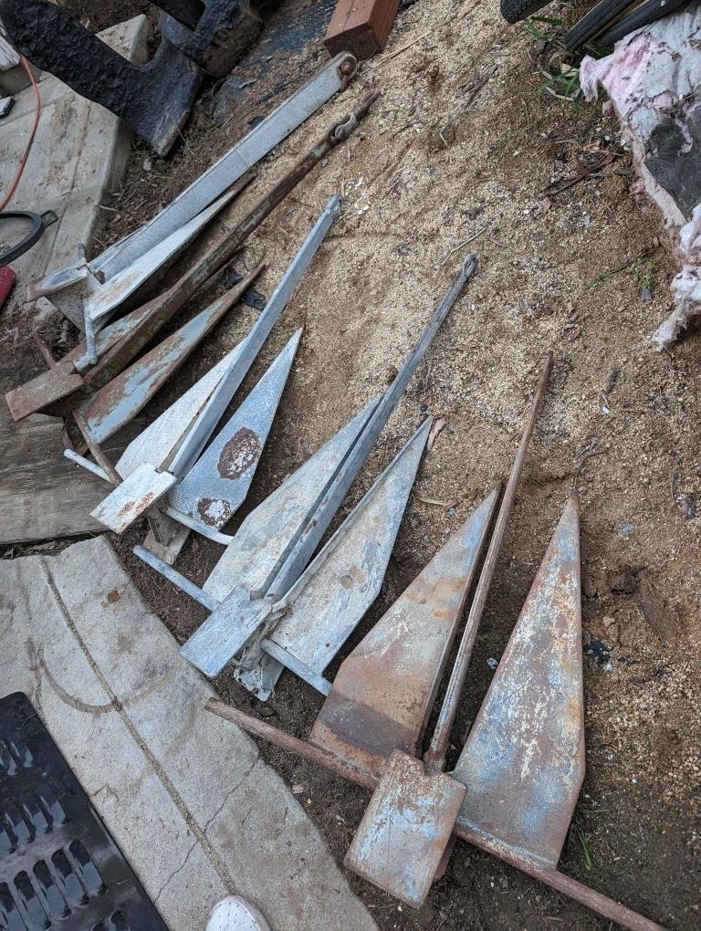 Boat Anchors Yacht Anchor Lot Danforth Hooker Fluke Galvanized Serviceable Or Nautical Beach Decor Decoration