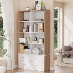 ❤️🔥 White Tall Bookshelf with 4 Drawers