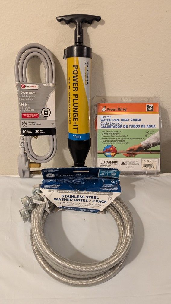 Plumbing equipment Dryer Cord, Stainless Steel Washer Hoses, Electric Water Pipe Heat & Power Plunge