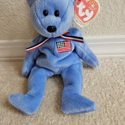 America Beanie Baby Beanie Babies Collection  Retired Beanie Bears. Patriotic Bear Blue Bear 