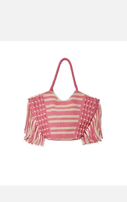 NO BOUNDARIES FRINGE  TOTE BAG (NEW) Pink Passion 