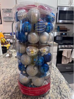 100-Piece Blue & Silver Shatterproof Christmas Ornaments