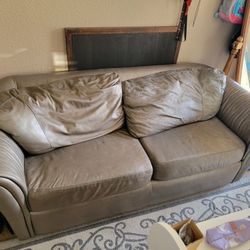 Grey Fox Leather Couch. 