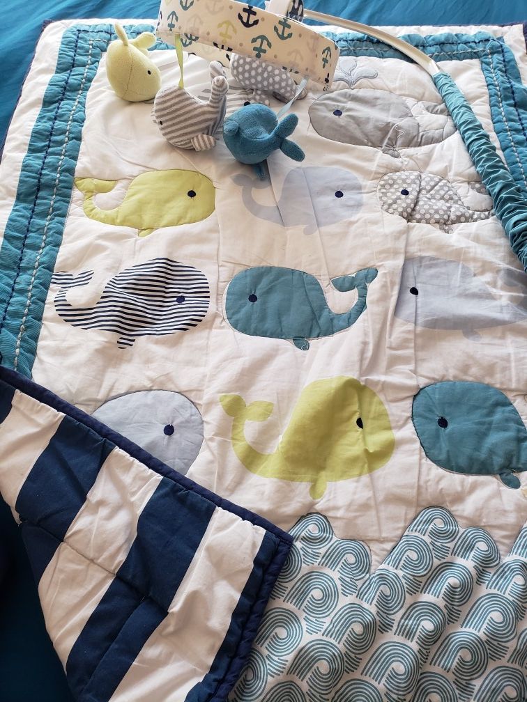 Whale baby crib bedding