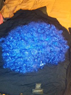 Blue afro wig