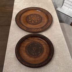 Vintage Wood Carved Plates