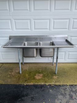 72x27 2 compartment stainless steel sink