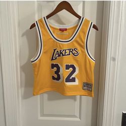 Women’s Mitchell And Ness Magic Johnson Lakers Cropped Jersey