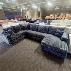 Gray Corduroy Sectional