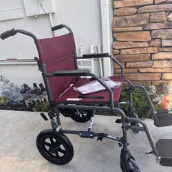 Large Transfer chair- Wheel Patient Around. Burgundy Color - Brand new