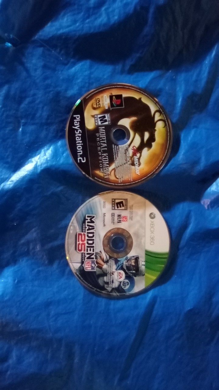 X Box 360 Madden25 / Play Station 2 Mortal Kombatt Deception $10.00 For Both