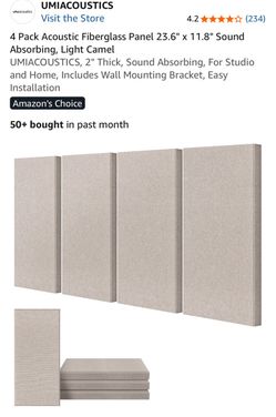 UMIACOUSTICS 4-Pack Acoustic Fiberglass Panels Light Camel