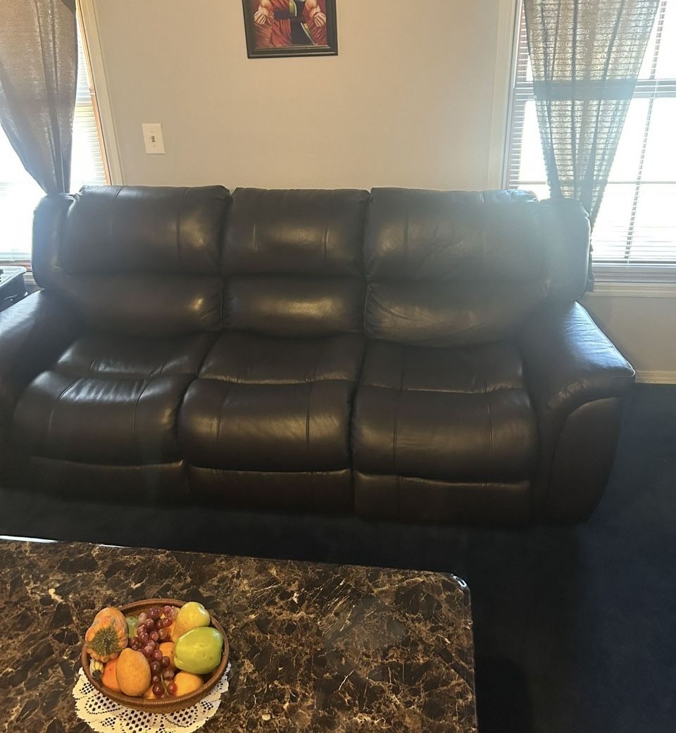 Brown Electric Leather Couch