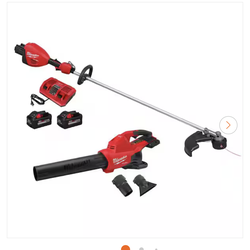 M18 18V Fuel Brushless Cordless 17 in. Straight Shaft String Trimmer w/Dual Battery Blower, (2) Battery, Charger