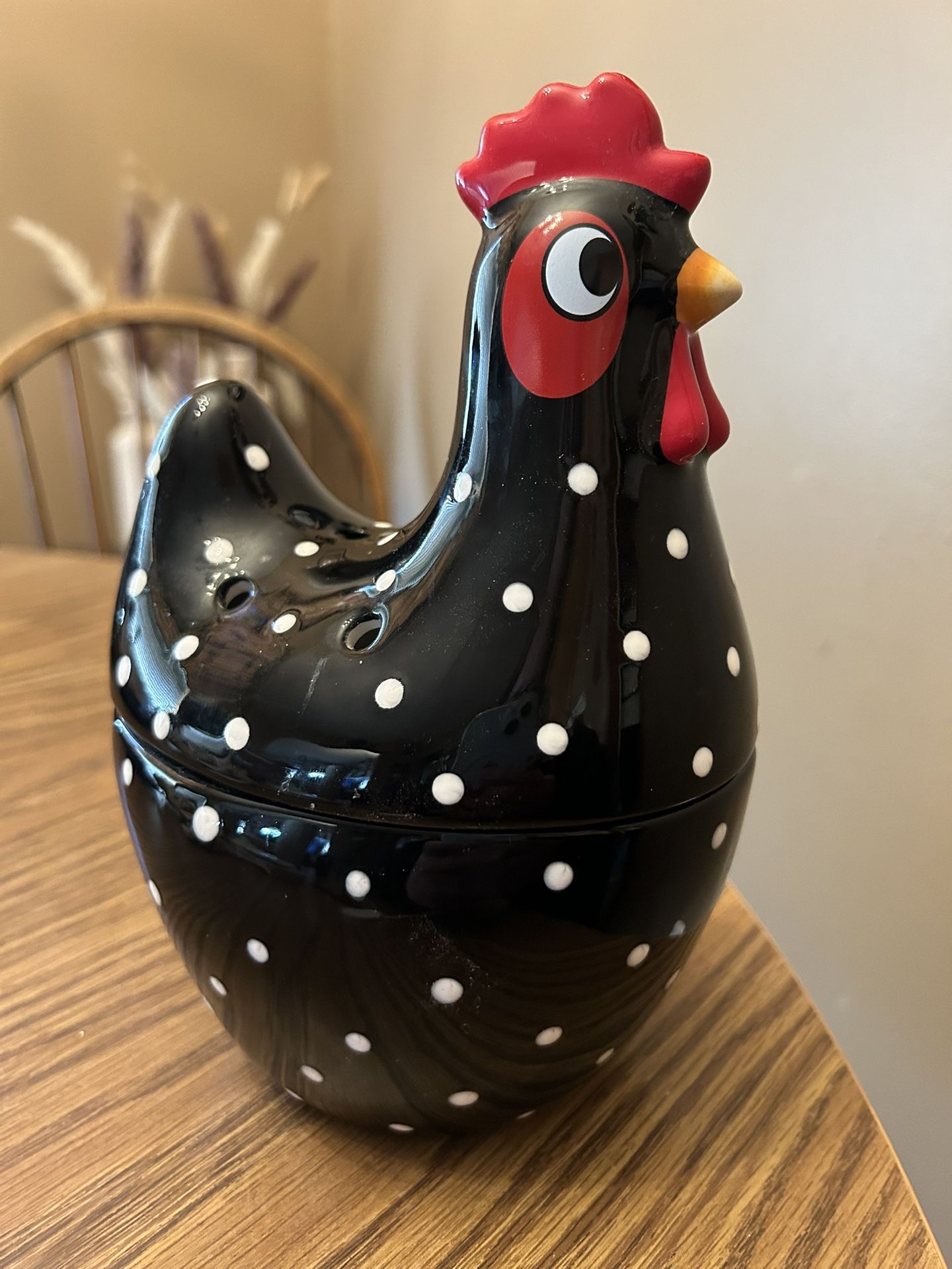 SCENTSY Hokey Pokey ROOSTER Wax Warmer farmhouse Black White Polka Dot w Red