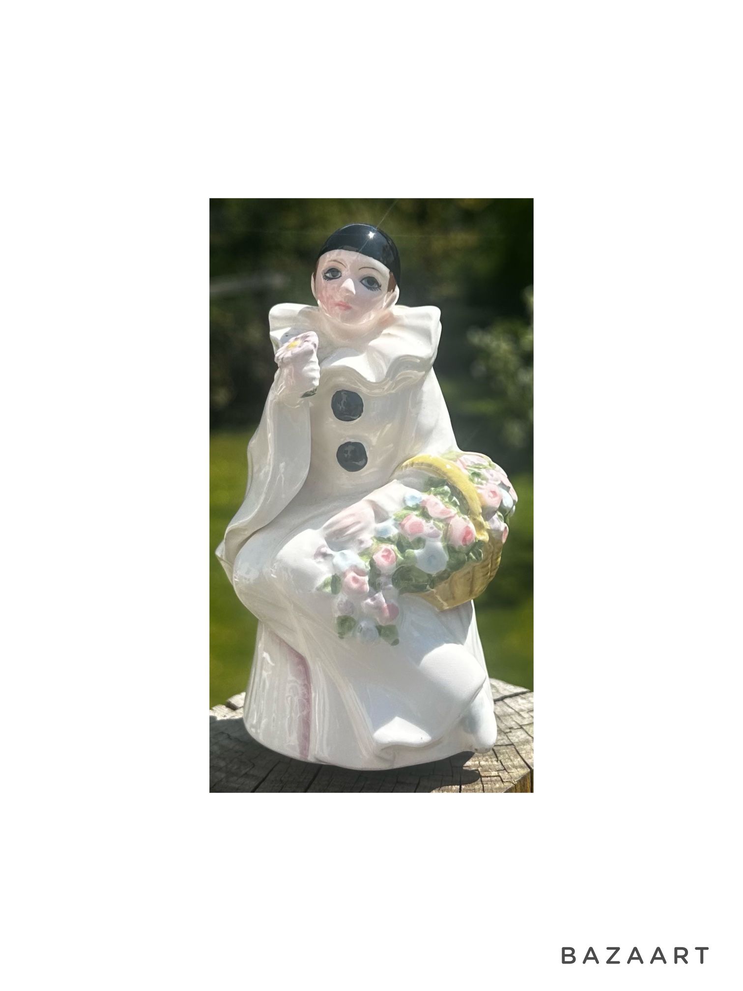 Vintage Schmid 'Pierrot Love' Porcelain Figural Clown Wind-up Music Box