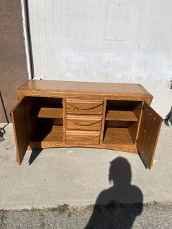 Antique Wooden China Cabinet Set With Table To Match