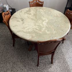 Circular Marble-Top Dining Table - Good Condition