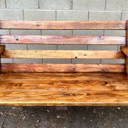 Porch Patio Wood Bench Swing With Frame