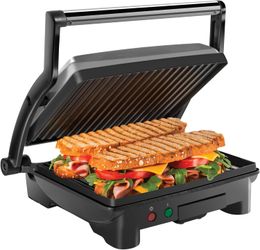 Chefman Panini Press Grill and Gourmet Sandwich Maker Non-stick Coated Plate that Opens 180 Degrees for Any Type or Size of Food, Stainless Steel Surf