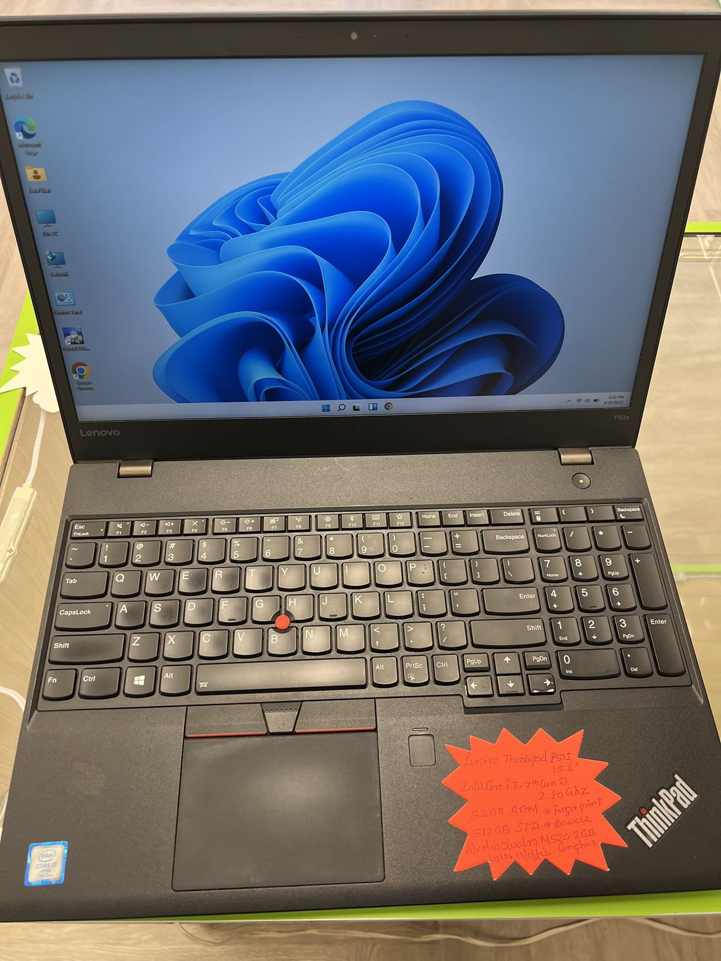 Lenovo ThinkPad P51s Laptop i7-7600U 32GB Ram 512GB SSD Quadro M520 2GB Win 10 IoT Enterprise (Exactly similar to Windows 11) . Freshly installed Wind