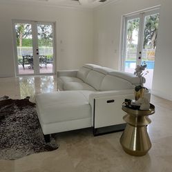 White Leather Reclining Couch 