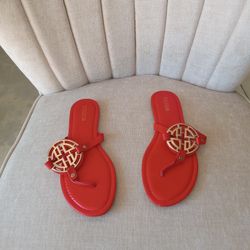 Fashion Women's Flat Sandal MAIN Limit-24 Red size 10