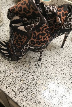 Animal multi-print heeled boots