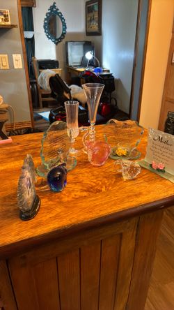 Glass Elephants,  Plaques, fancy glasses,  and bowls!