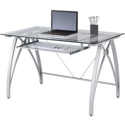 Glass Desk And Matching Bookshelves. 