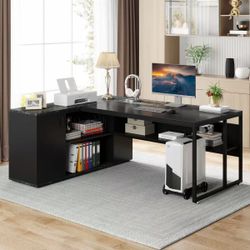  Large Executive Desk with File Cabinet