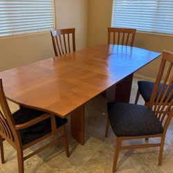 Solid Wood Table With 5 Chairs