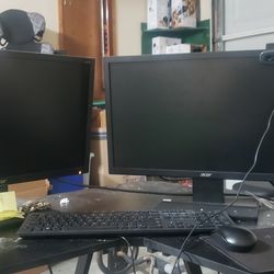 Dual Monitor Acer Computer Bundle With Desk