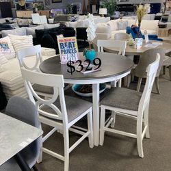 Gorgeous!!! 5-Pc White And Gray Counter Height Dining Set ✅ No Tax ✅