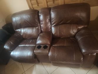 Sofa De Piel Color Cafe Reclinabe