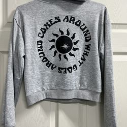 Princess Polly Gray What Goes Around Comes Around Cropped Hoodie- Size 4 - VGUC