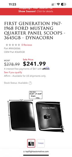 FORD MUSTANG QUARTER PANEL SCOOPS - DYNACORN