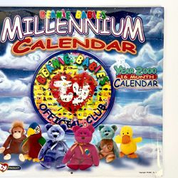 Beanie Babies Millennium Wall Calendar Year 2000 - 16 Month Official Club-NEW